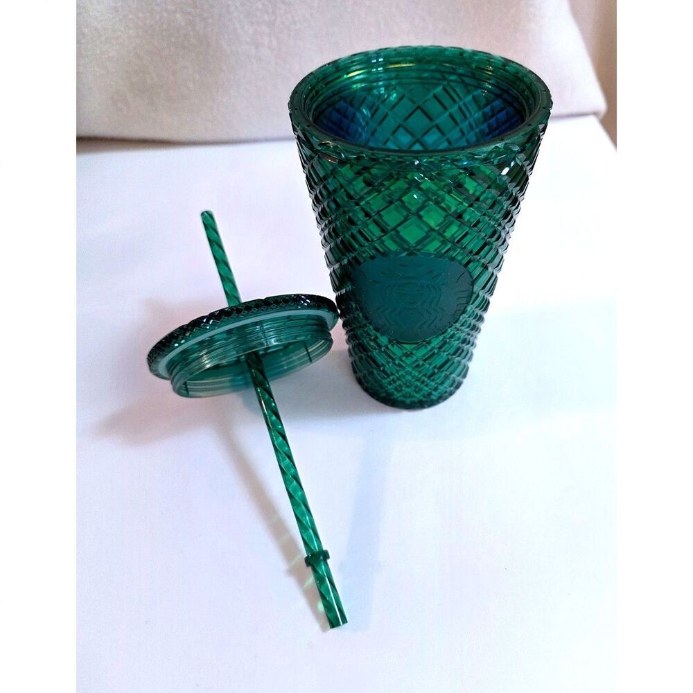 Starbucks Tumbler Teal/Green  16 oz w/ Lid Straw Lightly Used Mermaid